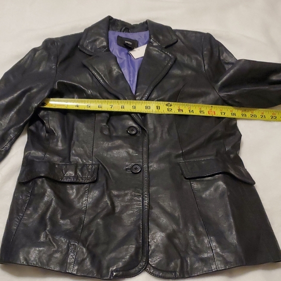 Mossimo Black Real Leather Jacket with Purple Lining - Picture 6 of 8